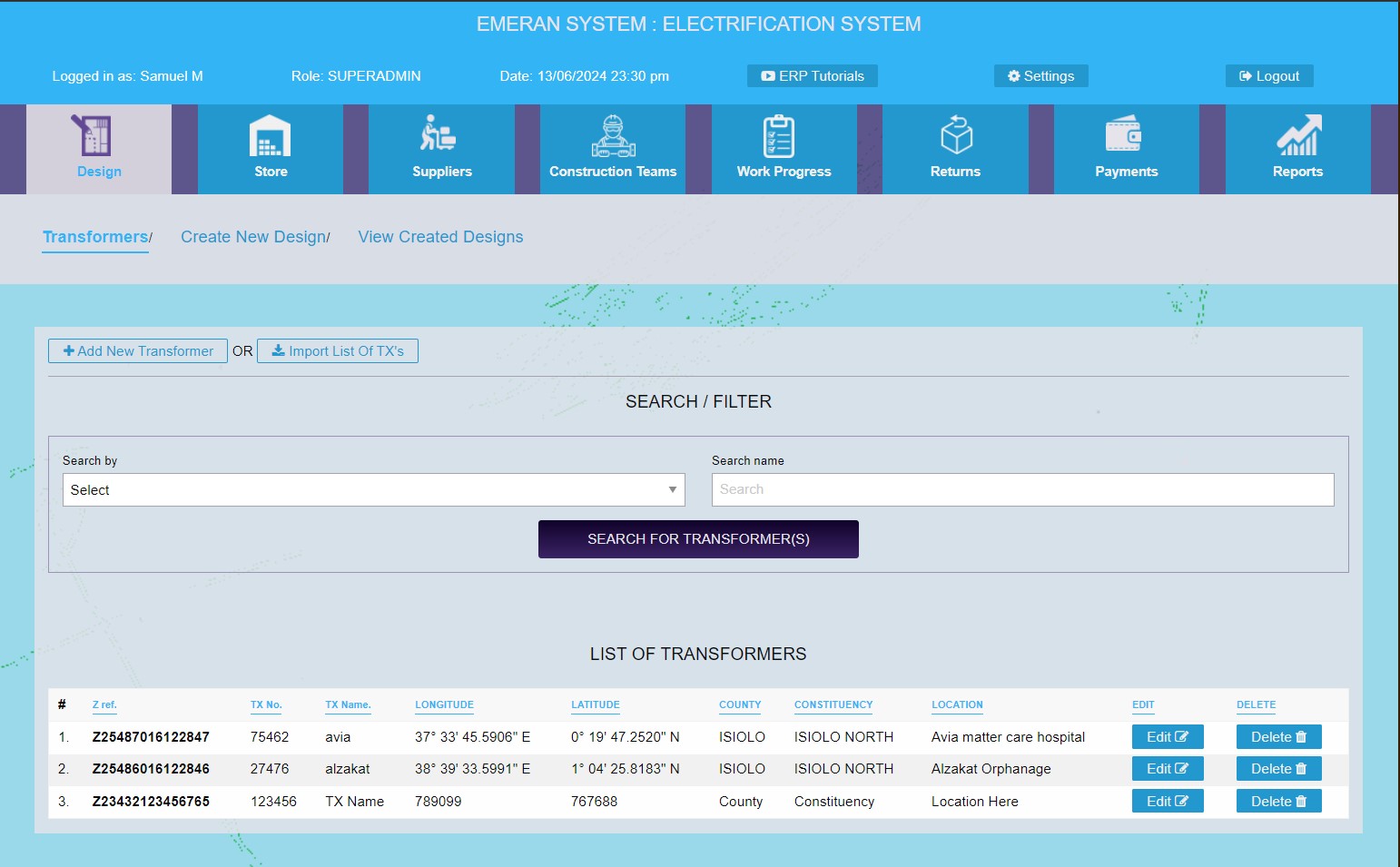 Electrification ERP System - Last Mile Projects