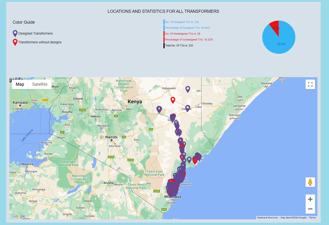 Project Locations on Google Map - Integrated on Electrification ERP